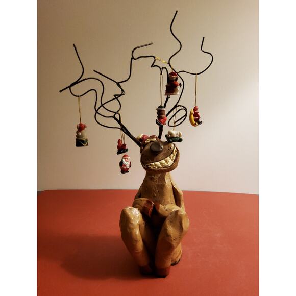 Clay Reindeer with Wire Antlers-10" Tall - Picture 1 of 3